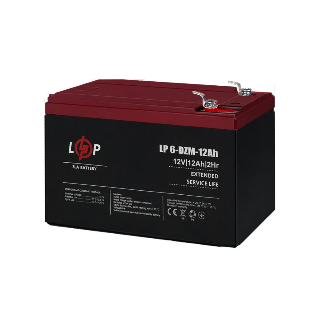 Тяговий свинцево-кислотний AGM акумулятор LP 6-DZM-12 Ah - под Болт М5
