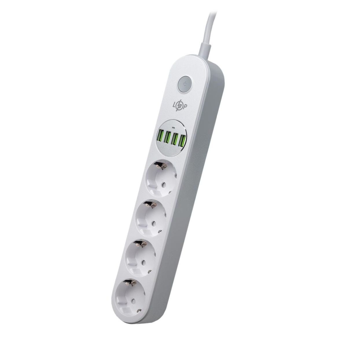 Мережевий фільтр (подовжувач) LP F24U4 (4x230V-2500W, 4xUSB-5V/3,4A 17W Auto Max)