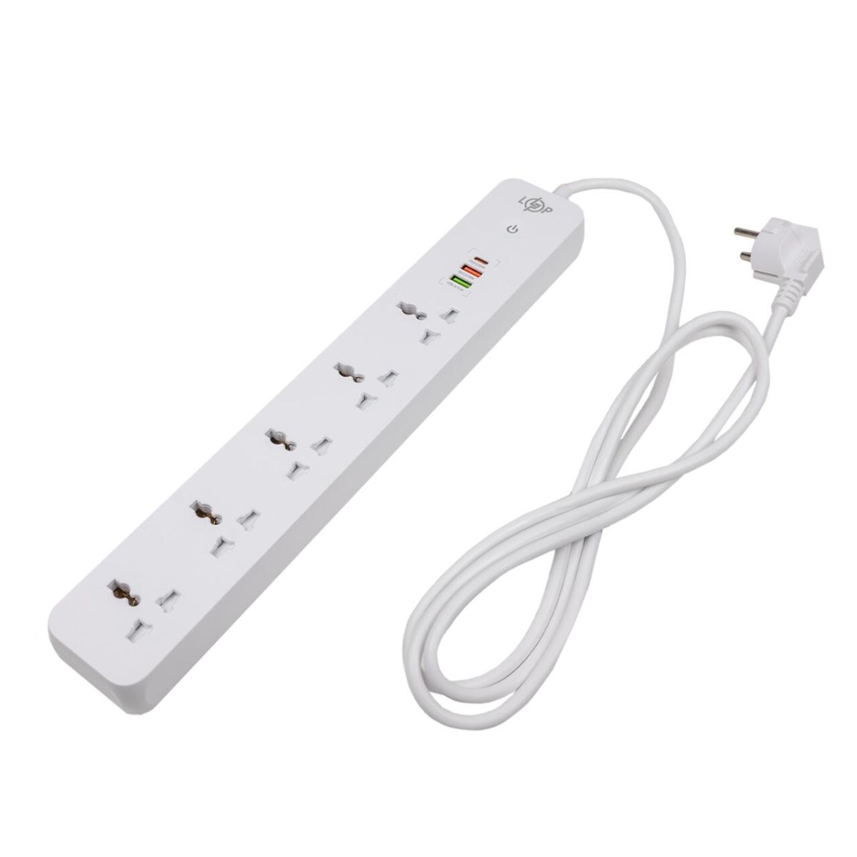 Мережевий фільтр (подовжувач) LP (5x230V-2500W, 1xUSB-38W/PD/QC3.0, 1xType-C 20W, 1xUSB 18W)