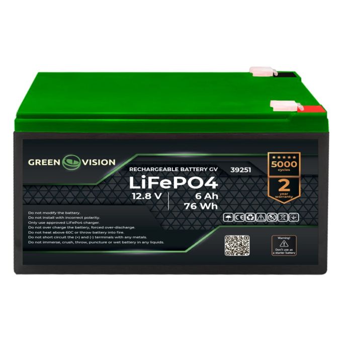 Акумулятор GV LiFePO4 12,8V - 6Ah (76Wh)