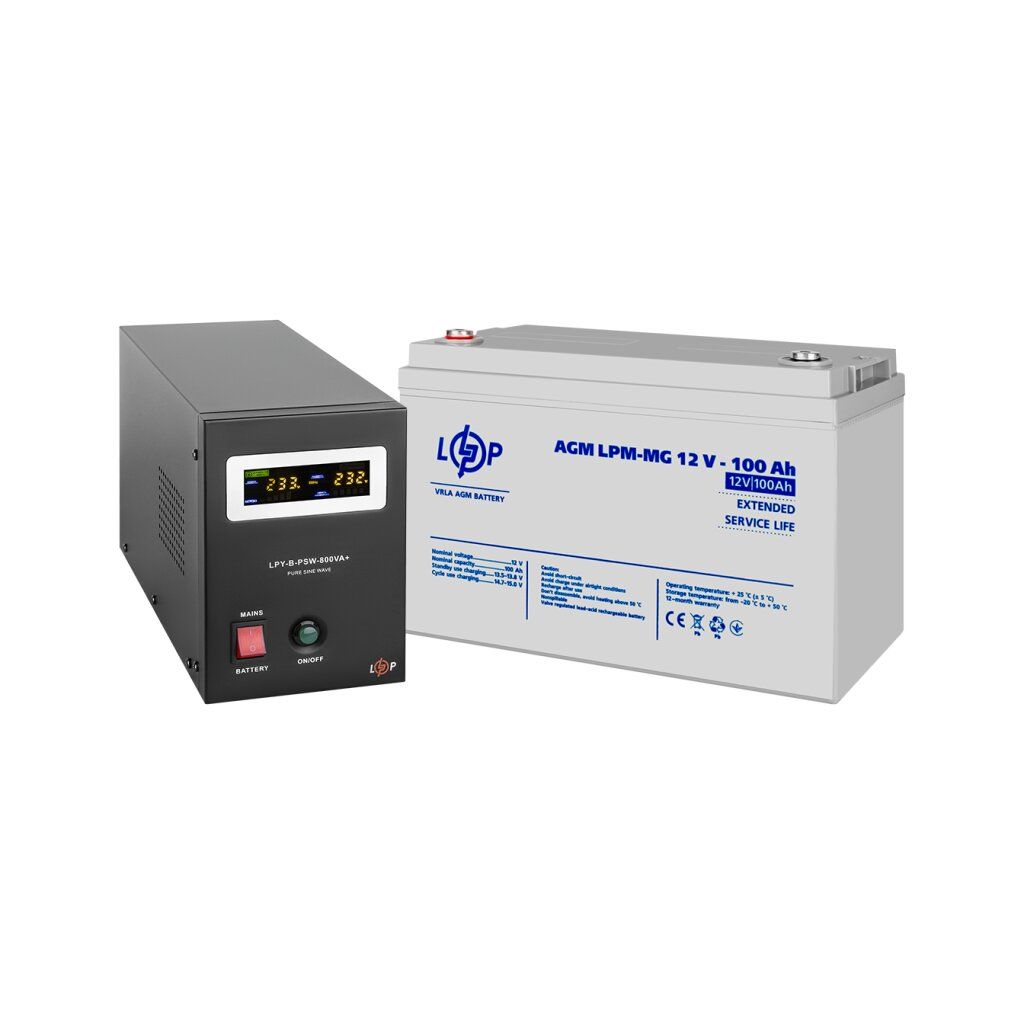 Комплект резервного живлення LogicPower ДБЖ 560W + мультигелева батарея 1200Wh(36973)