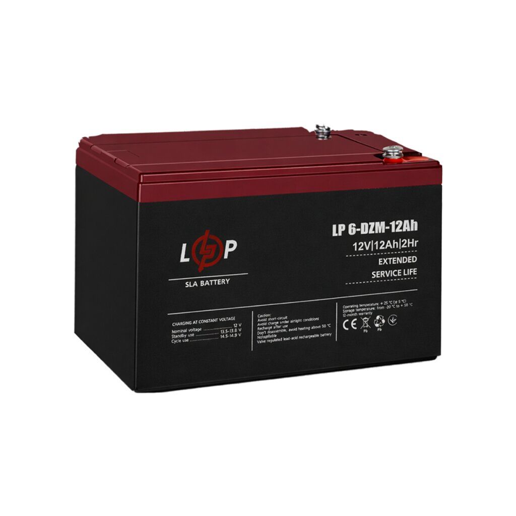 Тяговий свинцево-кислотний AGM акумулятор LP 6-DZM-12 Ah - под Болт М5