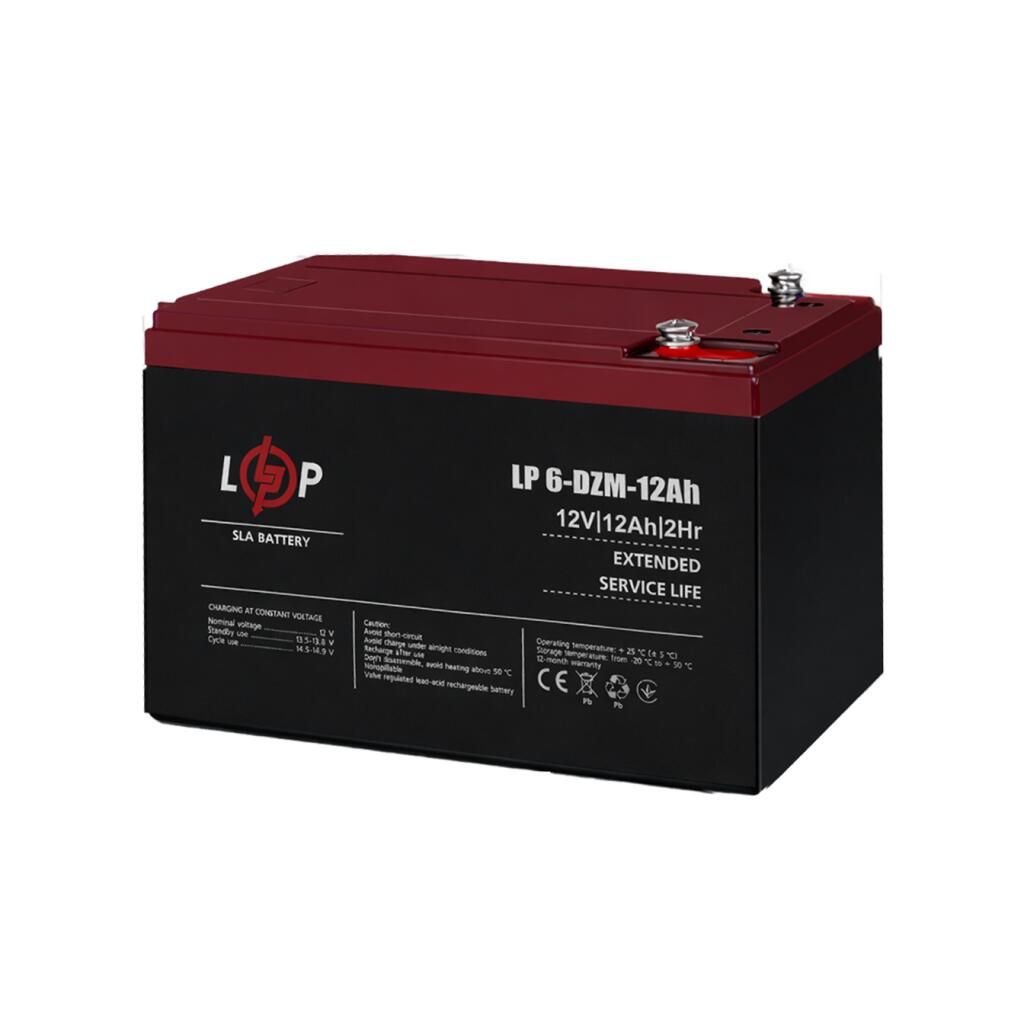 Тяговий свинцево-кислотний AGM акумулятор LP 6-DZM-12 Ah - под Болт М5