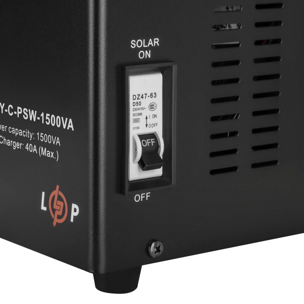 Сонячний інвертор (ДБЖ) LogicPower LPY-С-PSW-1500VA (1050Вт) MPPT 24V