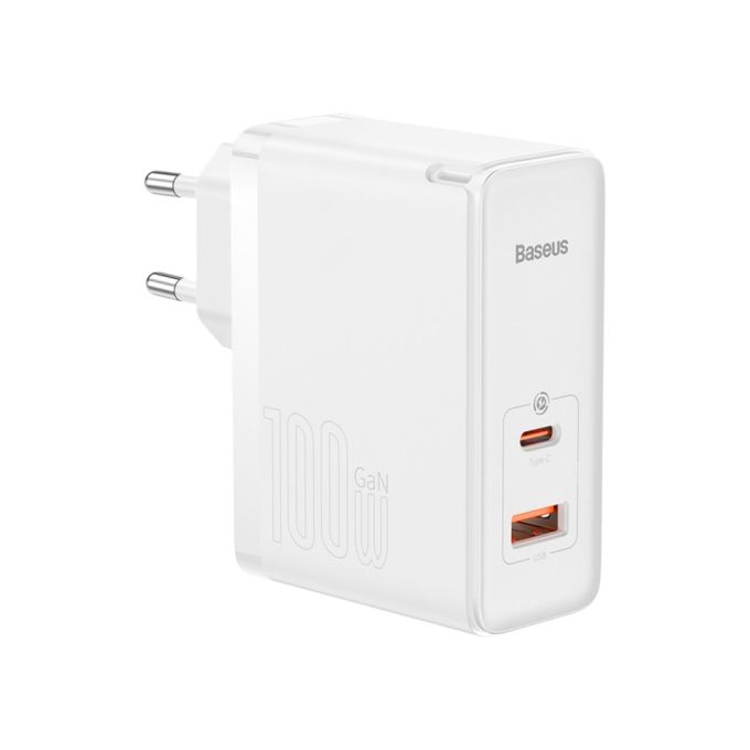 Мережевий зарядний пристрій Baseus GaN5 Pro 2 порта, USB + Type-C 100W Белый (CCGP090202)