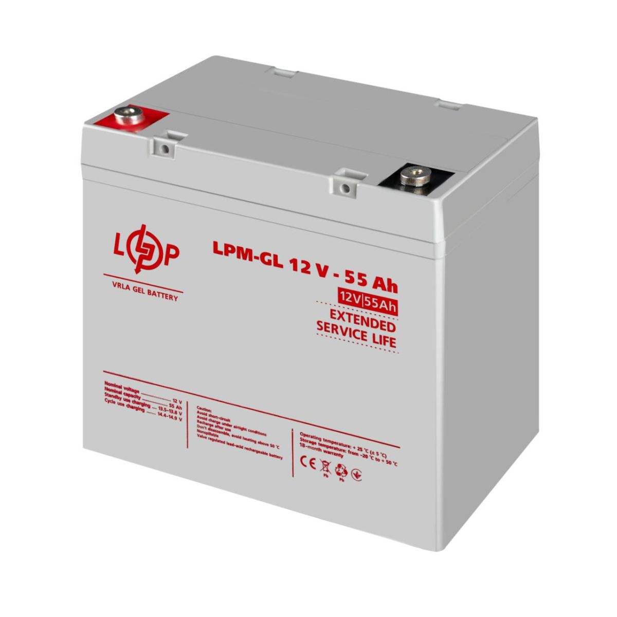 Аккумулятор гелевий LPM-GL 12V - 55 Ah