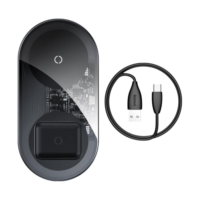 Бездротовий зарядний пристрій Baseus Simple 18W 2 in 1 Crystal (WXJK-A01)