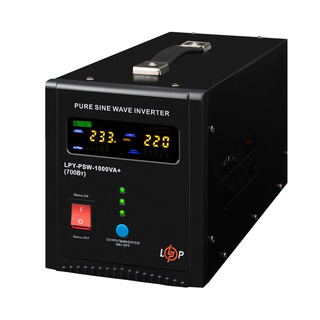 ДБЖ LogicPower LPY-PSW-1000VA+ (700Вт) 10A/20A з правильною синусоїдою 12V