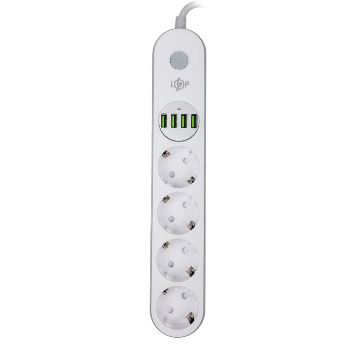 Мережевий фільтр (подовжувач) LP F24U4 (4x230V-2500W, 4xUSB-5V/3,4A 17W Auto Max)