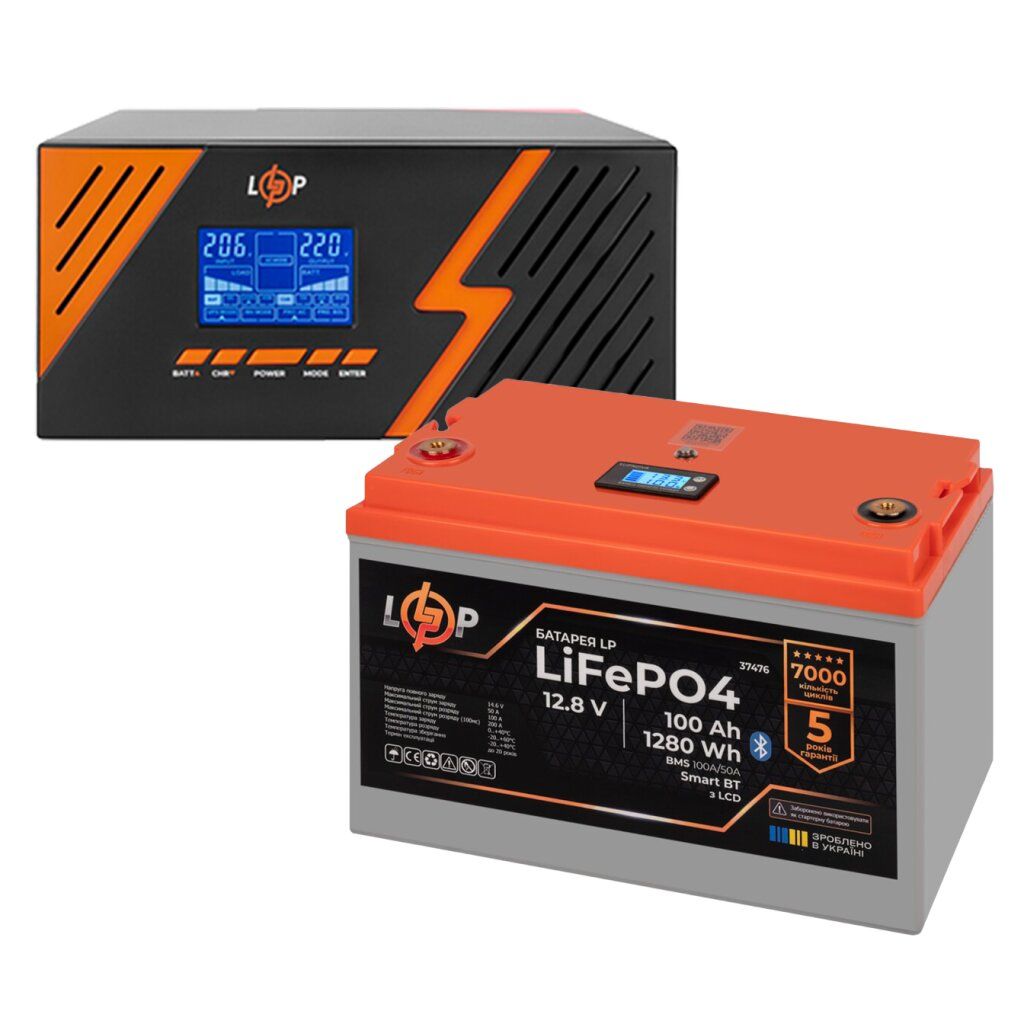 КРЖ LogicPower B1500 + літієва (LiFePO4) батарея 1280 Ватт (22754+37476 100 Ah)