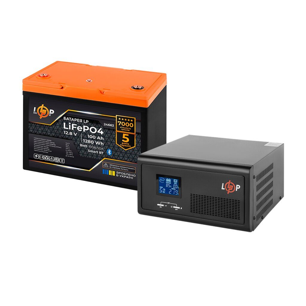 Комплект резервного живлення LogicPower B1500 + літієва (LiFePO4) батарея 1280Wh