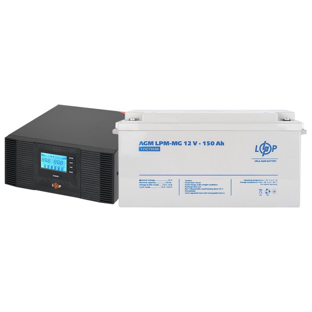 Комплект резервного живлення LP (LogicPower) ДБЖ + мультигелева батарея (UPS B1500 + АКБ MG 1800W)