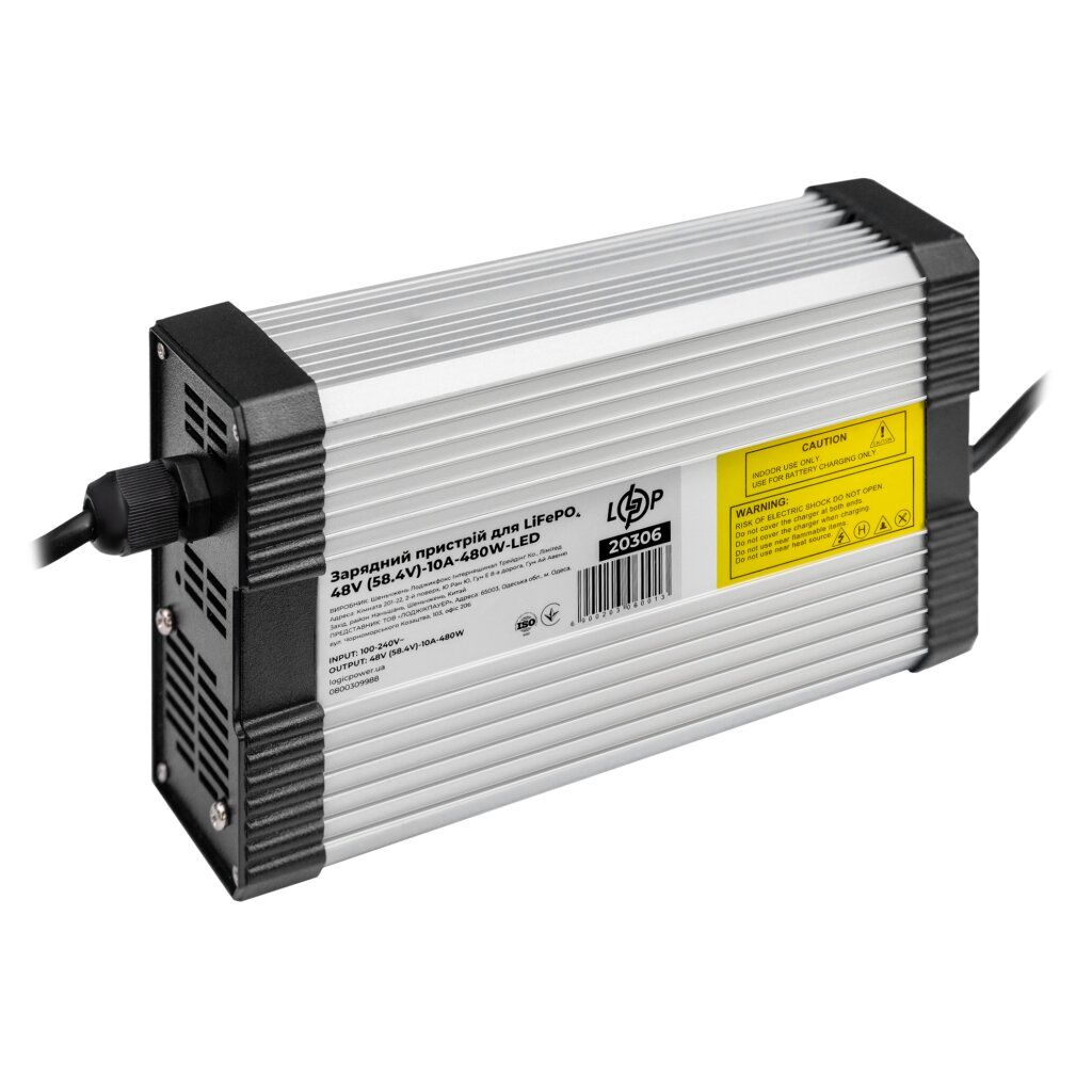 Зарядний пристрій для акумуляторів LiFePO4 48V (58.4V)-10A-480W-LED