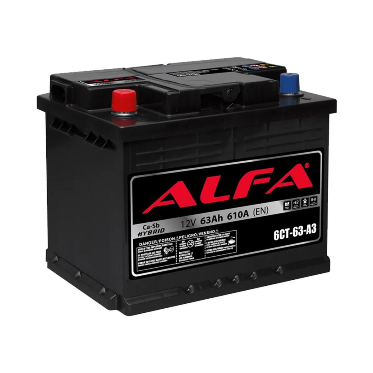 Акумулятор авто Мегатекс ALFA 6СТ-63-АЗ (прав) ТХП 610
