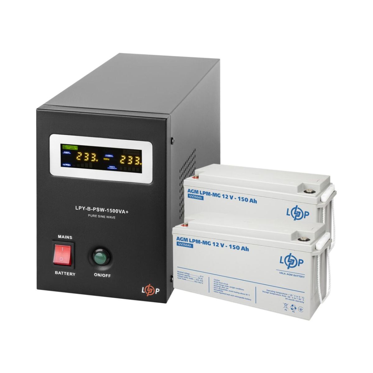 Комплект резервного живлення LP (LogicPower) ДБЖ + мультигелева батарея (UPS B1500 + АКБ MG 3600Wh)