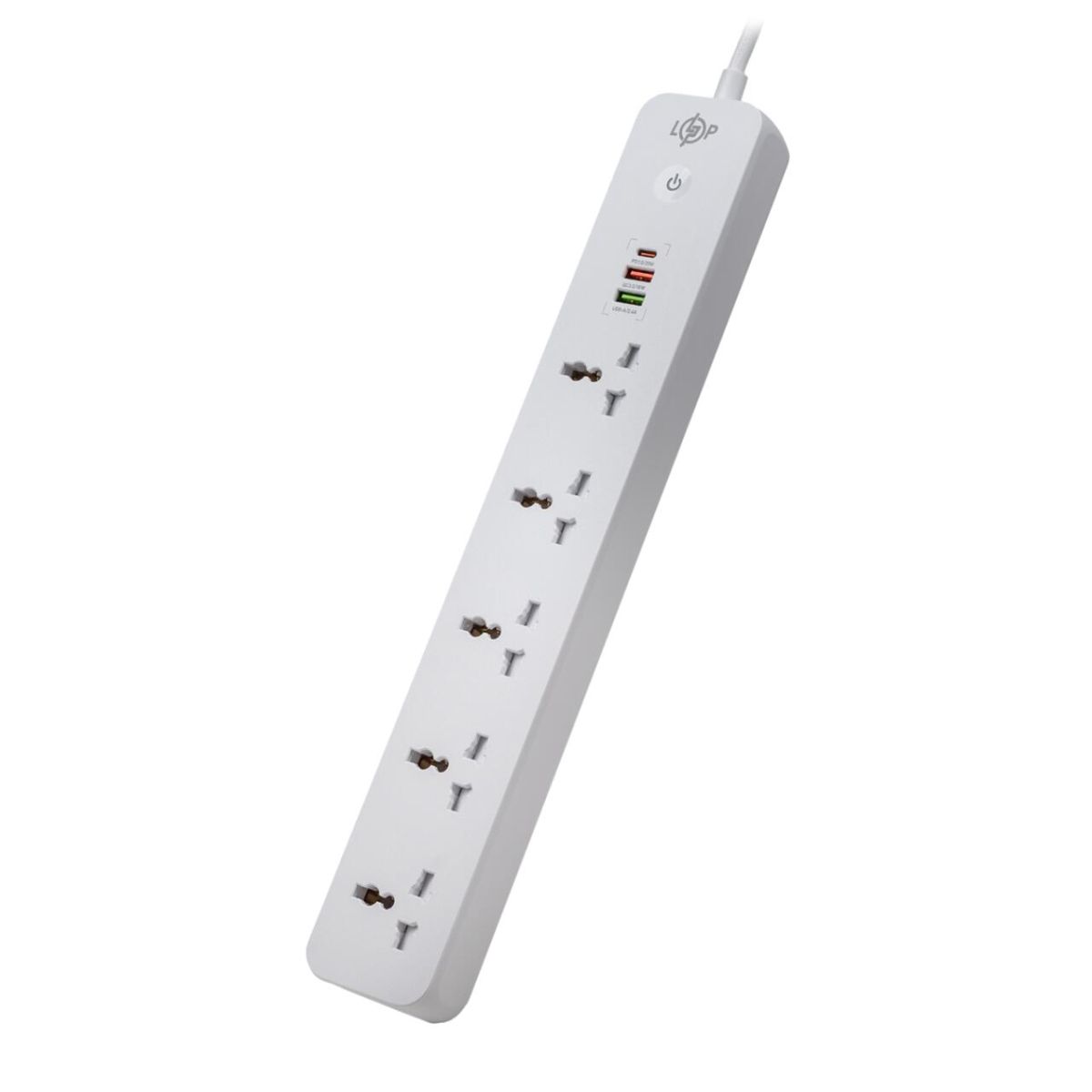 Мережевий фільтр (подовжувач) LP (5x230V-2500W, 1xUSB-38W/PD/QC3.0, 1xType-C 20W, 1xUSB 18W)