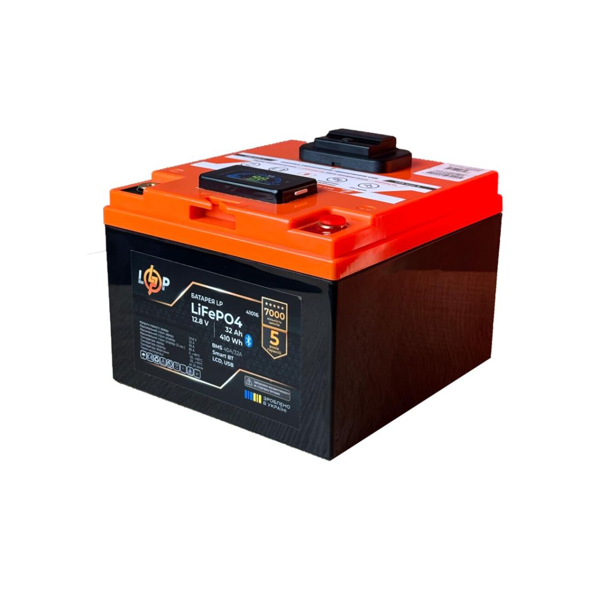 Акумулятор LP LiFePO4 12,8V - 32 Ah (410Wh) (BMS 40А/32A) пластик LCD USB Smart BT