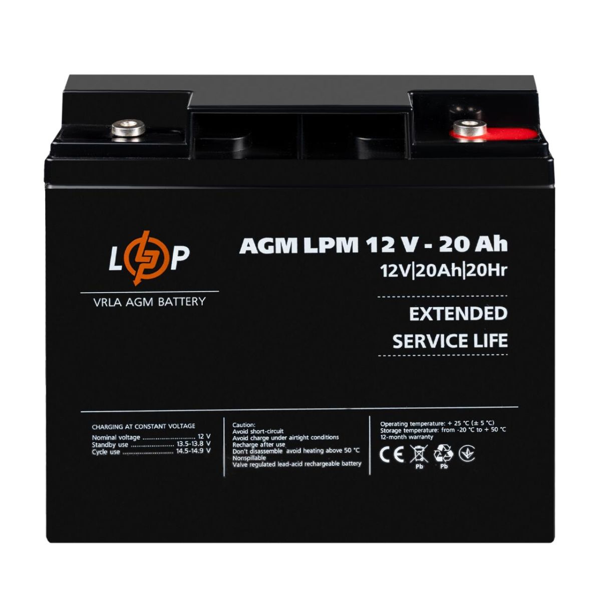 Акумулятор AGM LPM 12V-20 Ah під болт М5