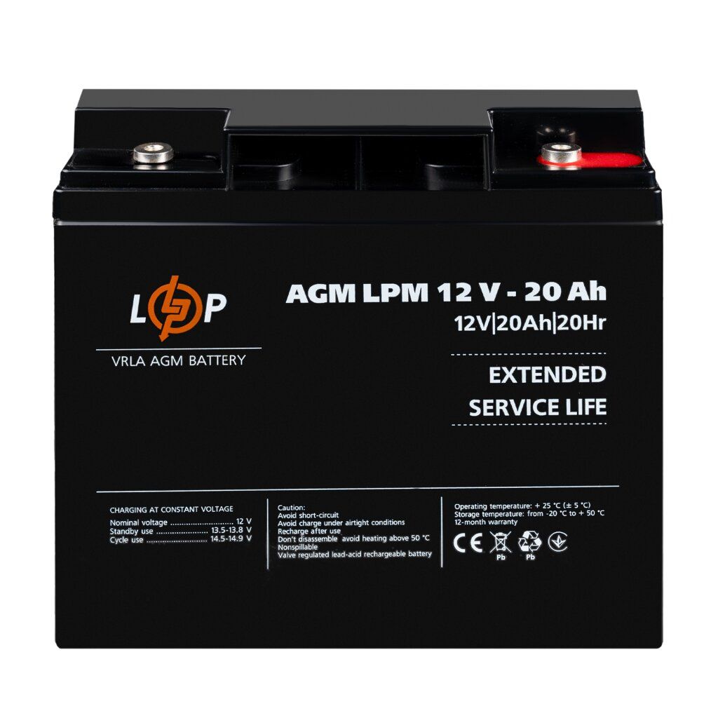 Акумулятор AGM LPM 12V-20 Ah під болт М5