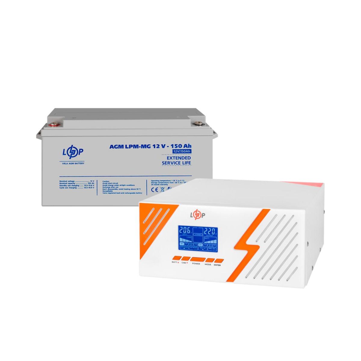 Комплект резервного живлення LP (LogicPower) ДБЖ + мультигелева батарея (UPS B1500 + АКБ MG 1800Wh)