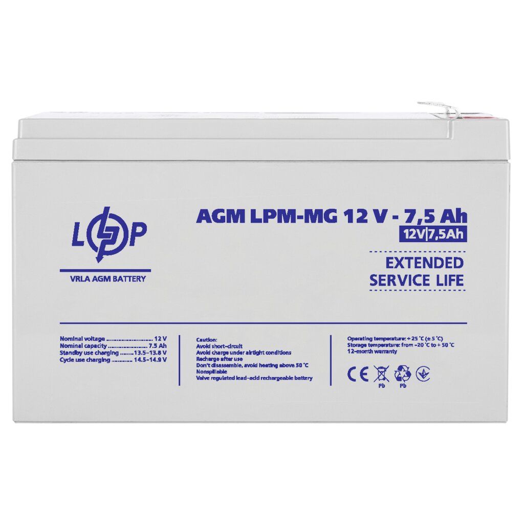 Акумулятор мультигелевий LPM-MG 12V - 7.5 Ah