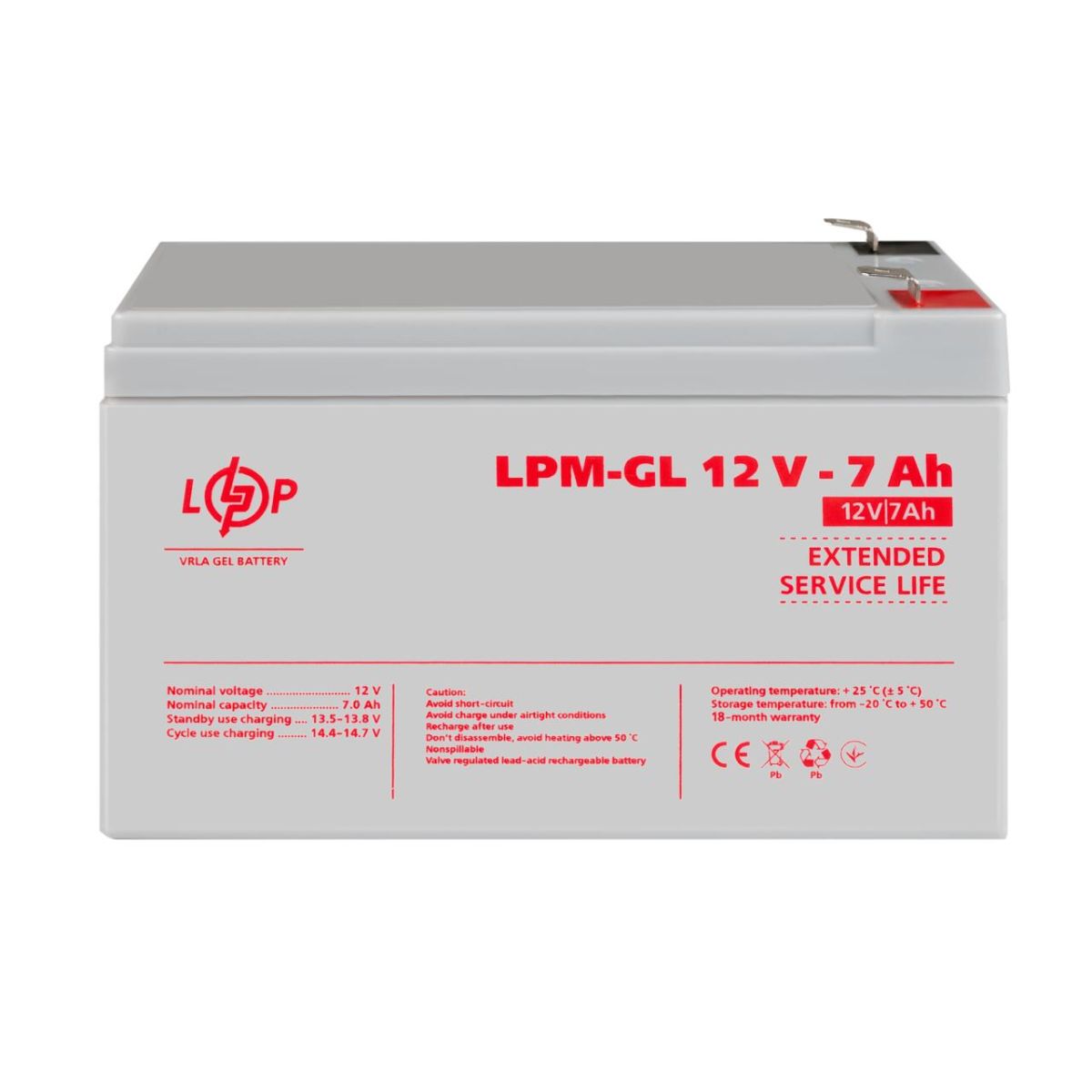 Акумулятор гелевий LPM-GL 12V - 7 Ah
