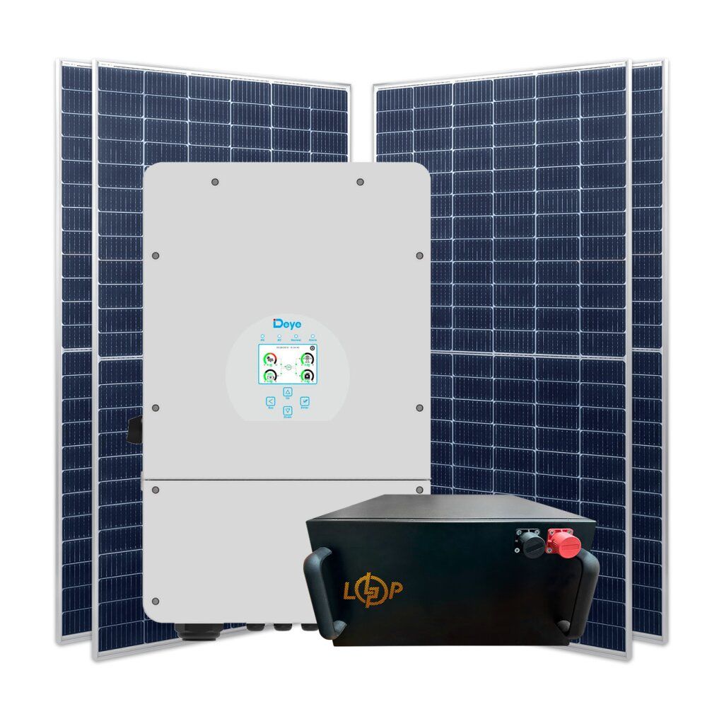 Гібридна станція 10 кВт (1ф.) з LiFePO4 на 11,8 кВт (двосторонні панелі)