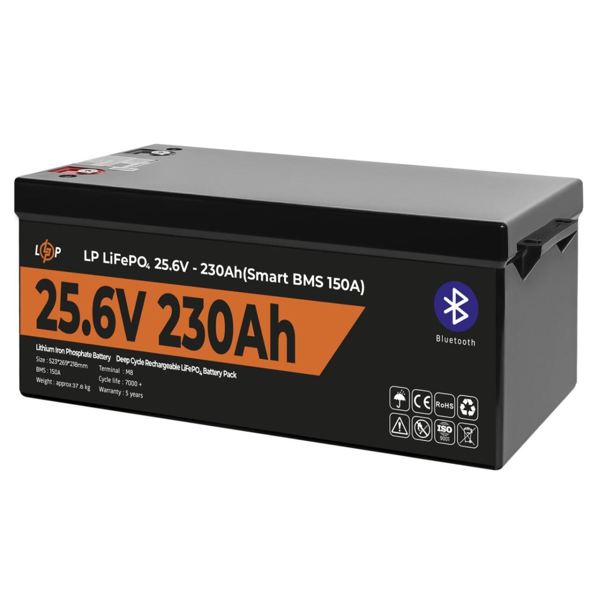 Акумулятор LP LiFePO4 25,6V - 230 Ah (5888Wh) (Smart BMS 150А) з BT пластик