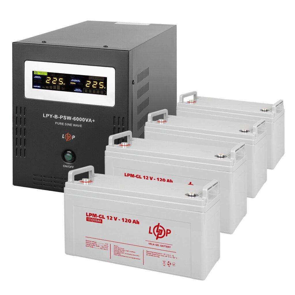 Комплект резервного живлення LP (LogicPower) ДБЖ + гелева батарея (UPS B6000 + АКБ GL 5760W)