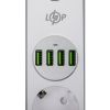 Мережевий фільтр (подовжувач) LP F24U4 (4x230V-2500W, 4xUSB-5V/3,4A 17W Auto Max)