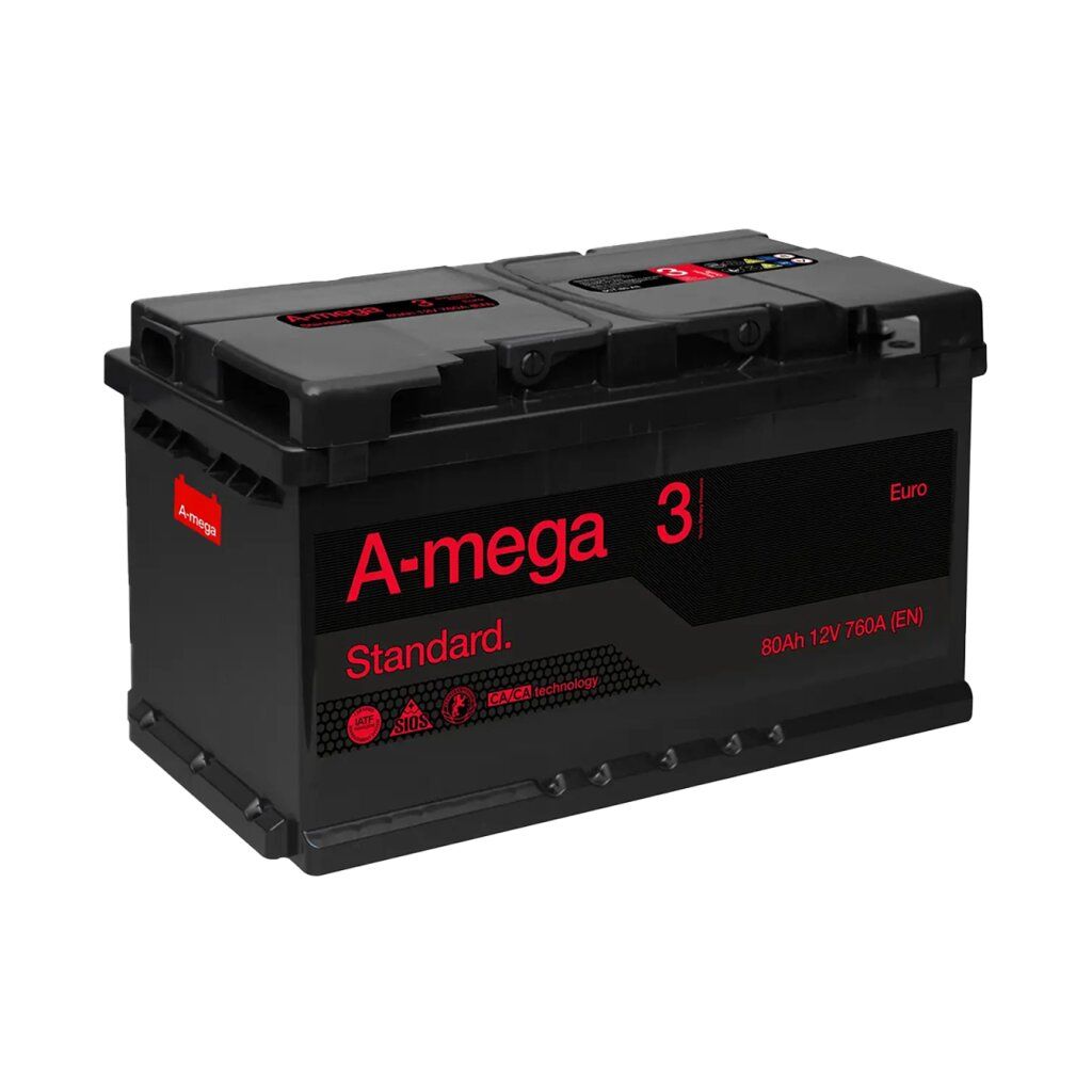 Акумулятор авто Мегатекс A-mega Standard (М3) 6СТ-80-АЗ (прав) euro ТХП 760