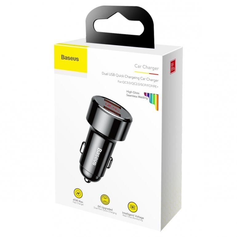Автомобільний зарядний пристрій Baseus Magic Series Dual-USB QC 3.0 45W Black (CCMLC20A-01)