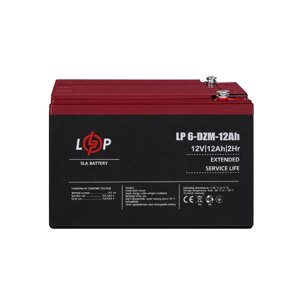 Тяговий свинцево-кислотний AGM акумулятор LP 6-DZM-12 Ah - под Болт М5
