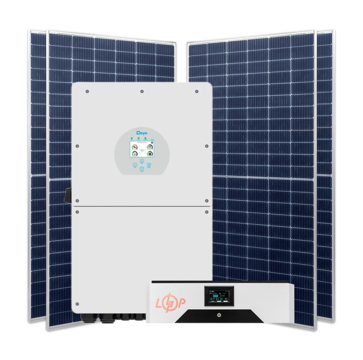 Гібридна станція 16 кВт (1ф.) з LiFePO4 на 15,5 кВт (двосторонні панелі)