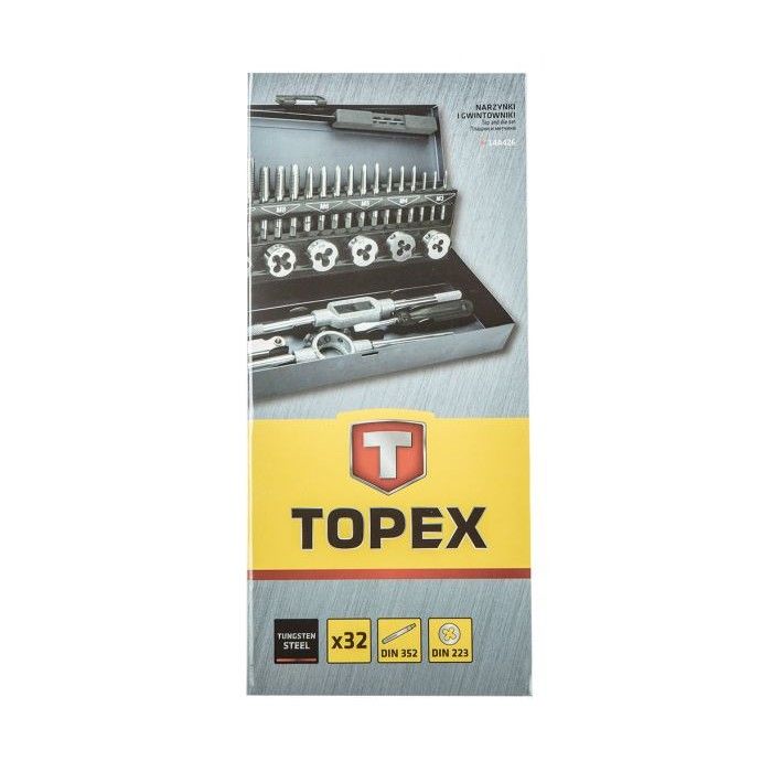 Набір мітчиків і плашок Topex (M3-M12, 32 шт.) (14A426)