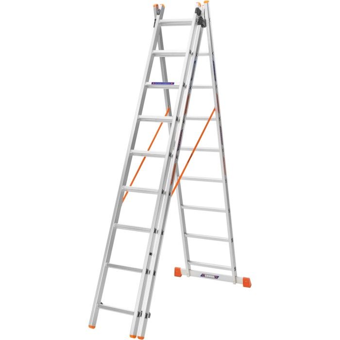 Драбина алюмінієва 3-х секційна BLUETOOLS (3х9 сходинок) (160-9006)